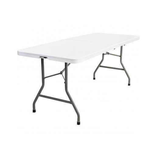 Table - 6'X30" Rhinolite Plastic Half Folding Banquet - White Granite