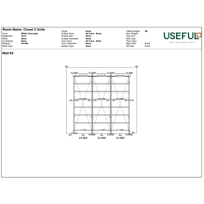 Closet 3 Units White Chocolate / Brass
