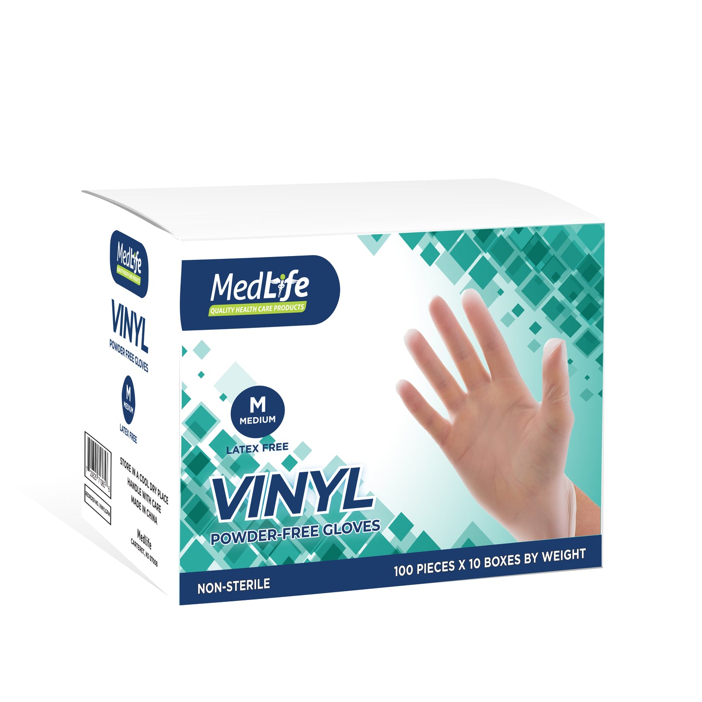 "VINYL GLOVES GP P/F MEDIUM 10X100/CS"